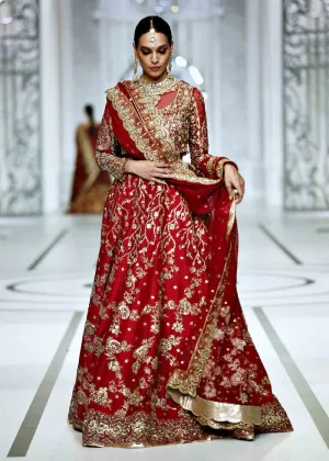 Pakistani Red Bridal Lehenga Choli Dupatta Dress #BS831