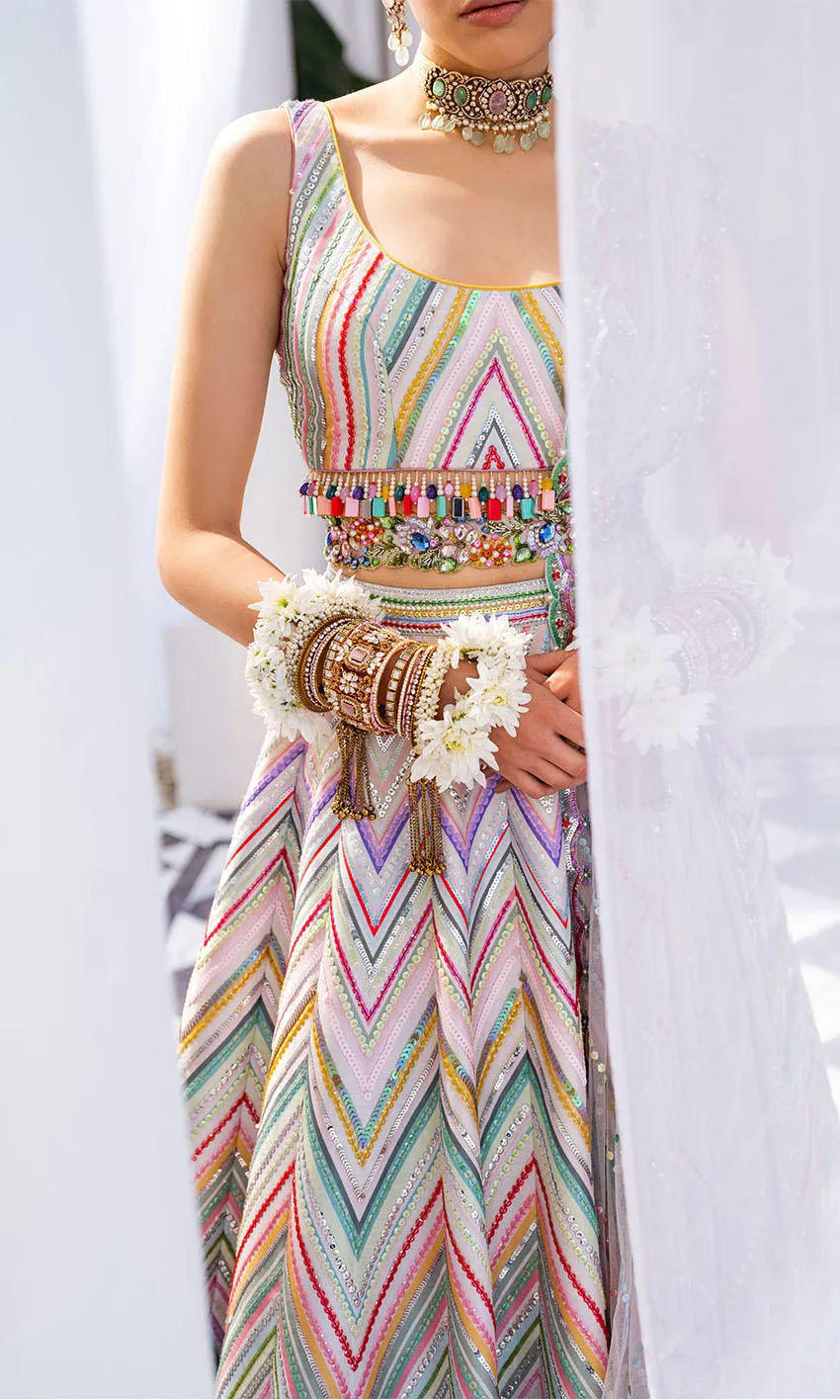 Pakistani Wedding Dress in Lehenga Choli Dupatta Style