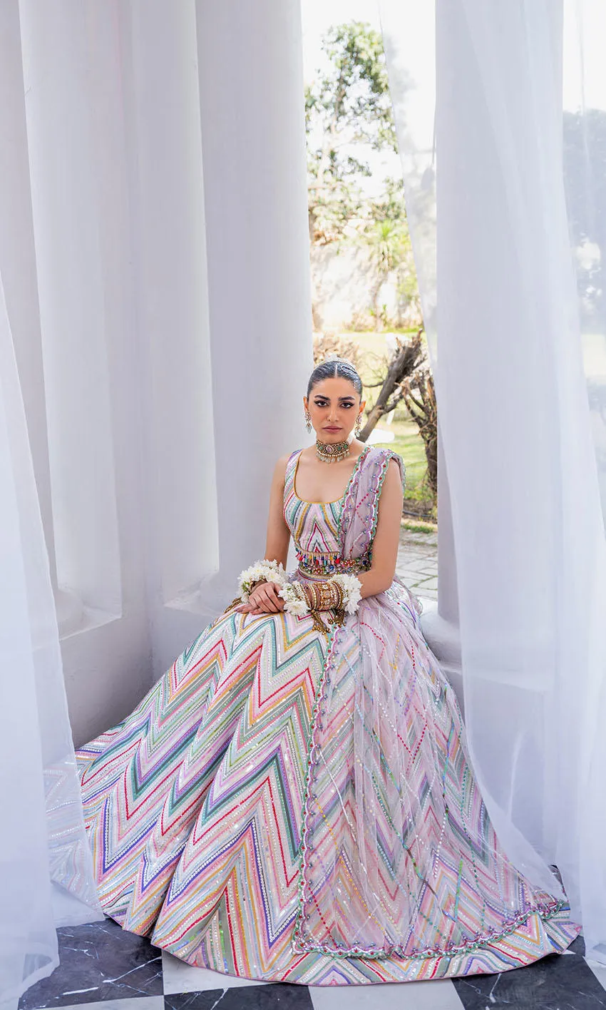 Pakistani Wedding Dress in Lehenga Choli Dupatta Style