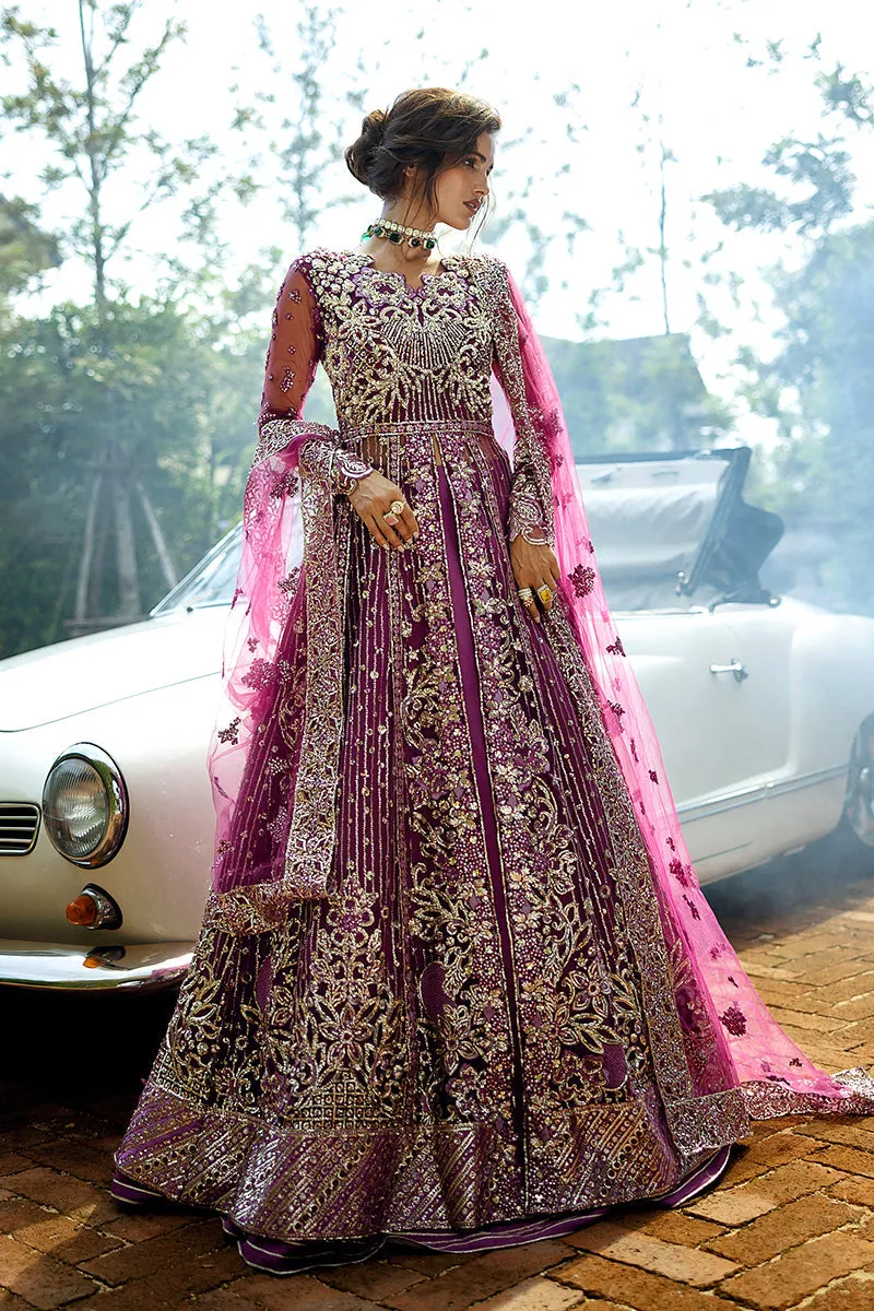 Pakistani Wedding Dress in Net Magenta Pishwas Style