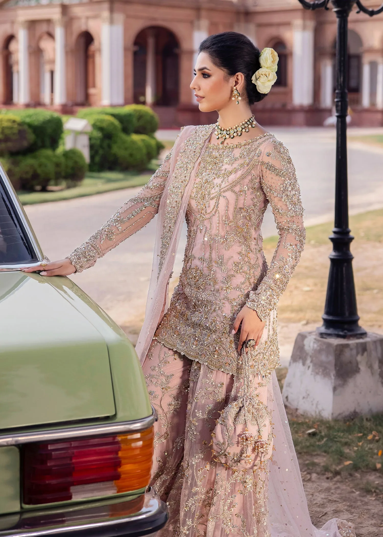 Pakistani Wedding Dress in Pink Sharara Shirt Style