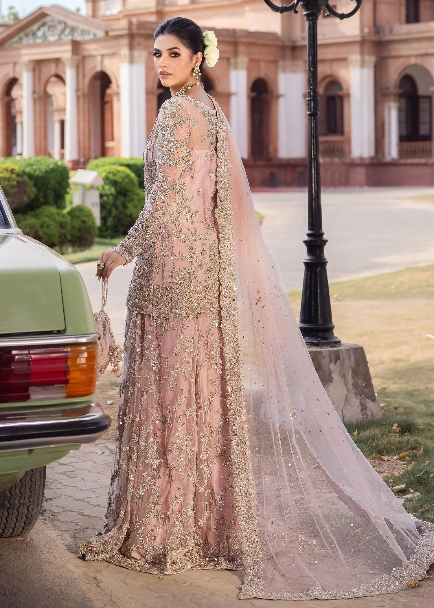 Pakistani Wedding Dress in Pink Sharara Shirt Style