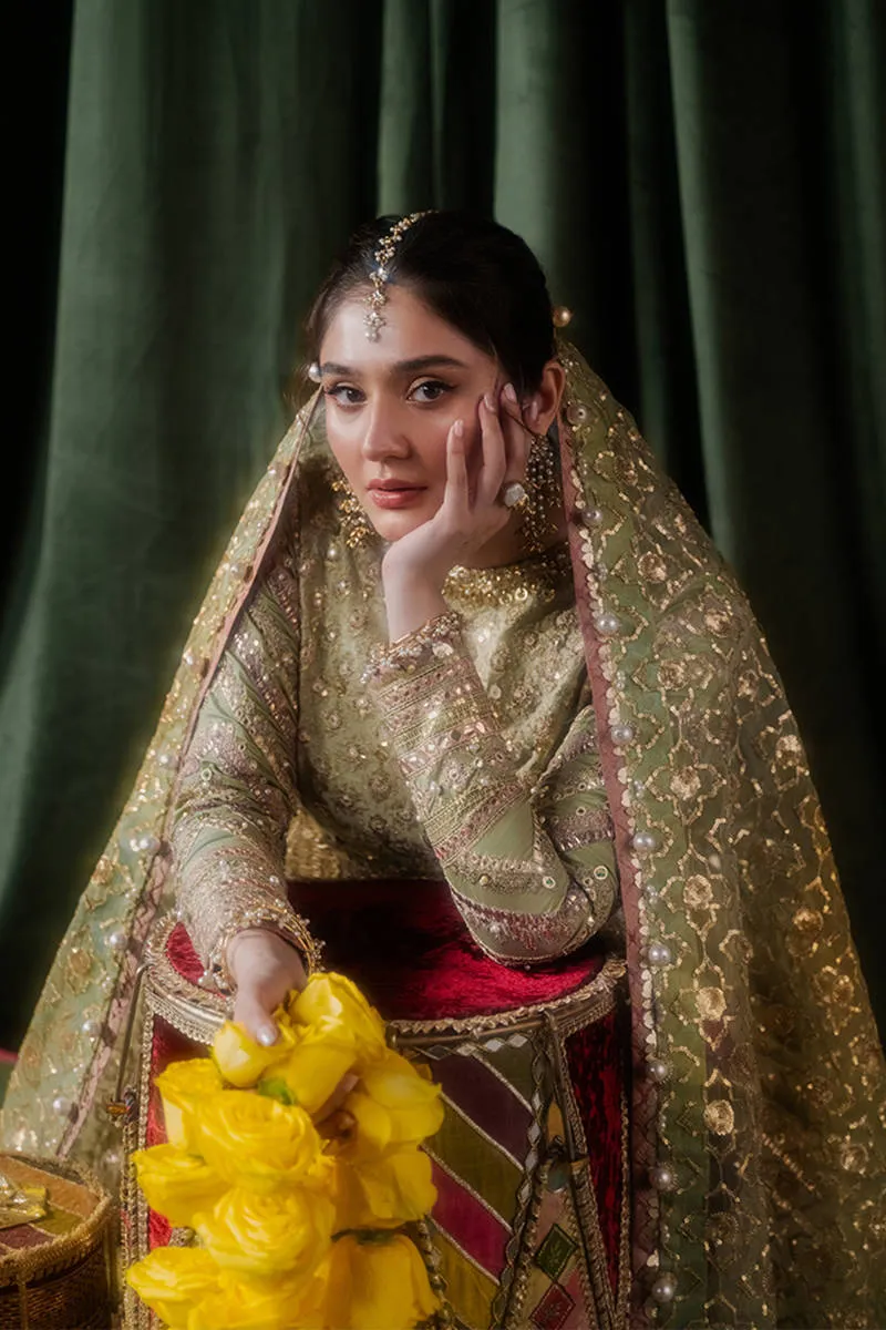 Pakistani Wedding Dress in Pistachio Green Gown Style