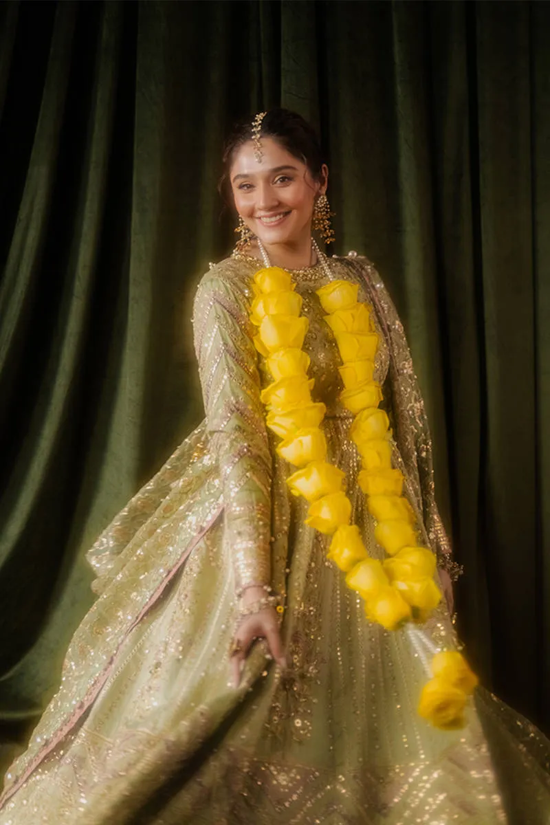 Pakistani Wedding Dress in Pistachio Green Gown Style