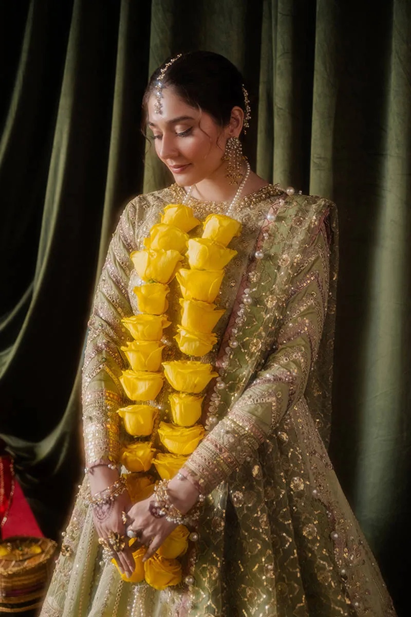 Pakistani Wedding Dress in Pistachio Green Gown Style