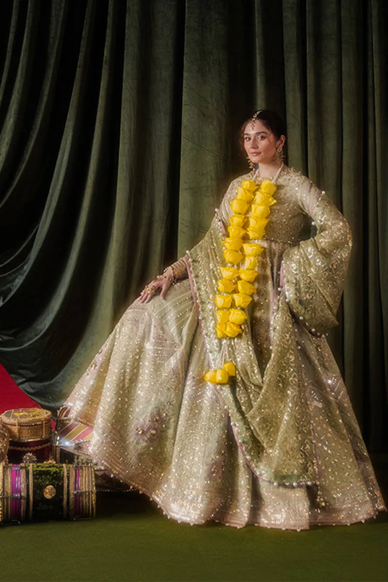 Pakistani Wedding Dress in Pistachio Green Gown Style
