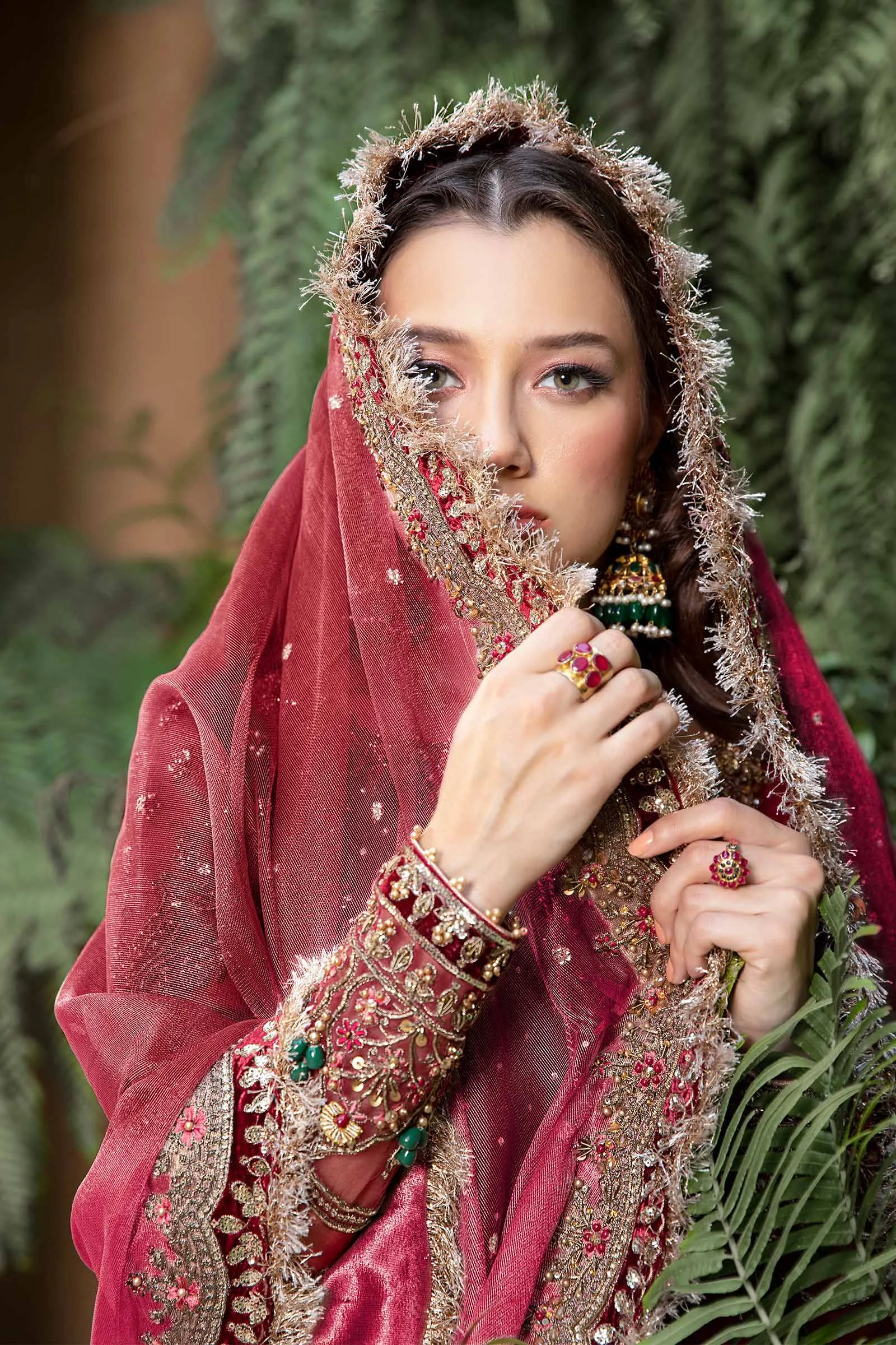 Pakistani Wedding Dress in Red Kameez and Gharara Style