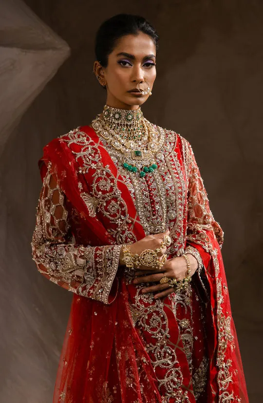 Pakistani Wedding Dress in Red Kameez Sharara Style