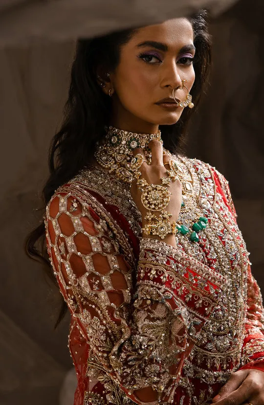 Pakistani Wedding Dress in Red Kameez Sharara Style