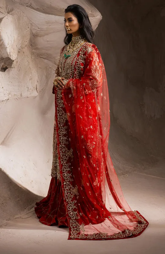 Pakistani Wedding Dress in Red Kameez Sharara Style