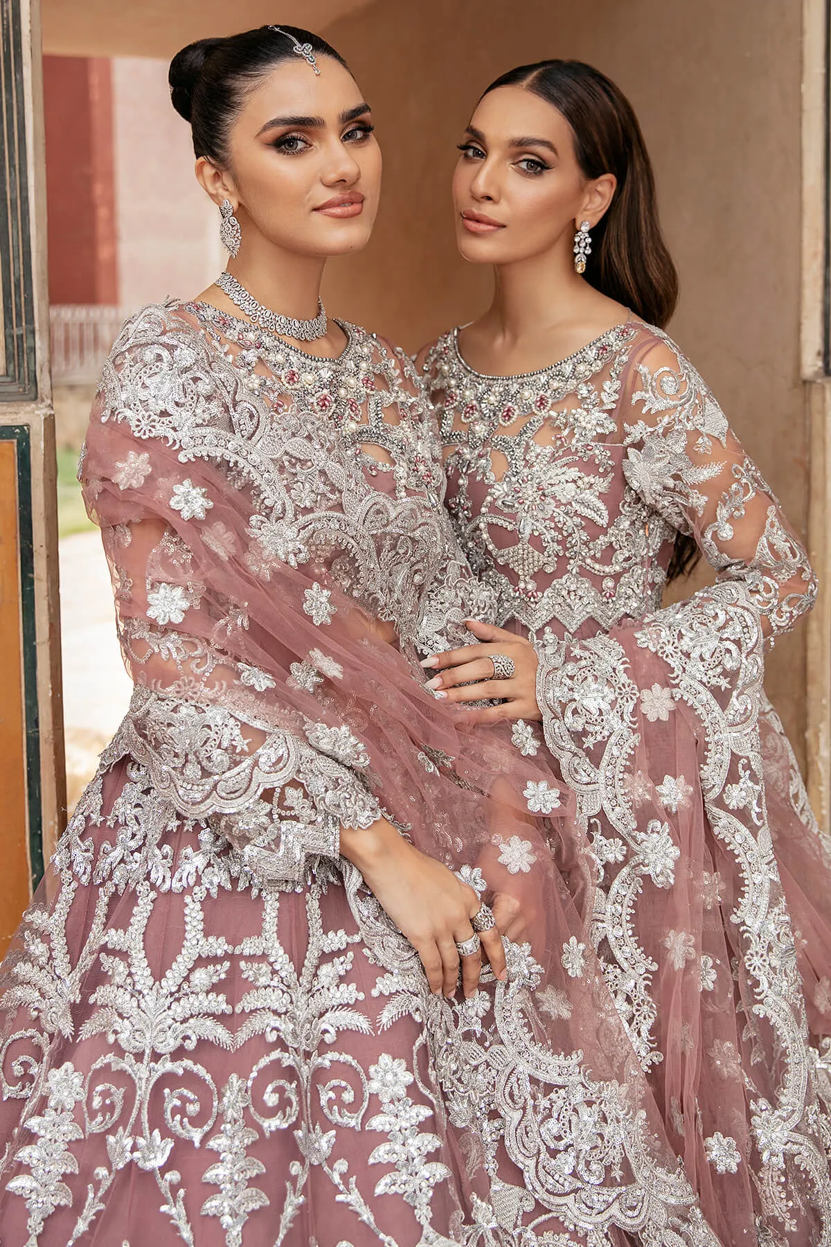 Pakistani Wedding Dress in Traditional Net Maxi Style