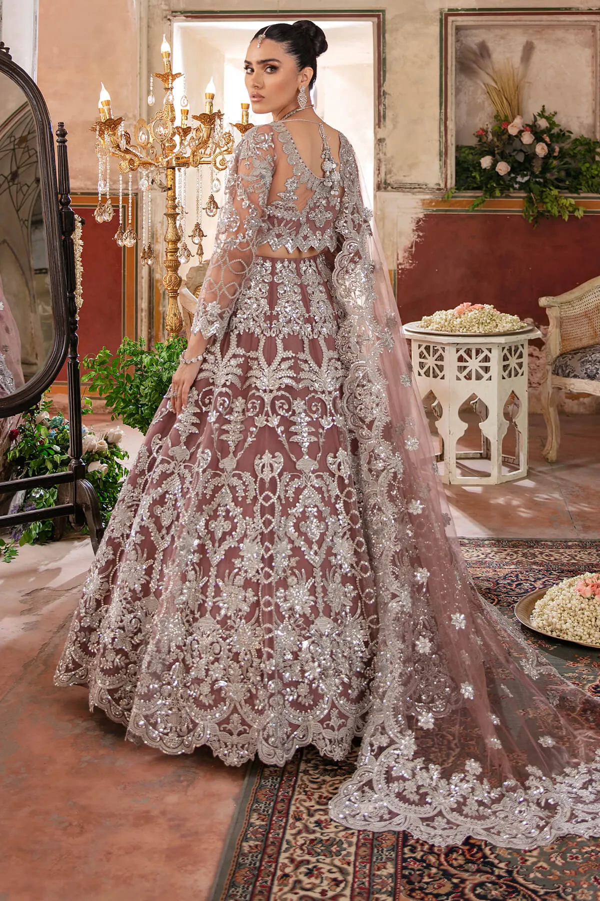 Pakistani Wedding Dress in Traditional Net Maxi Style