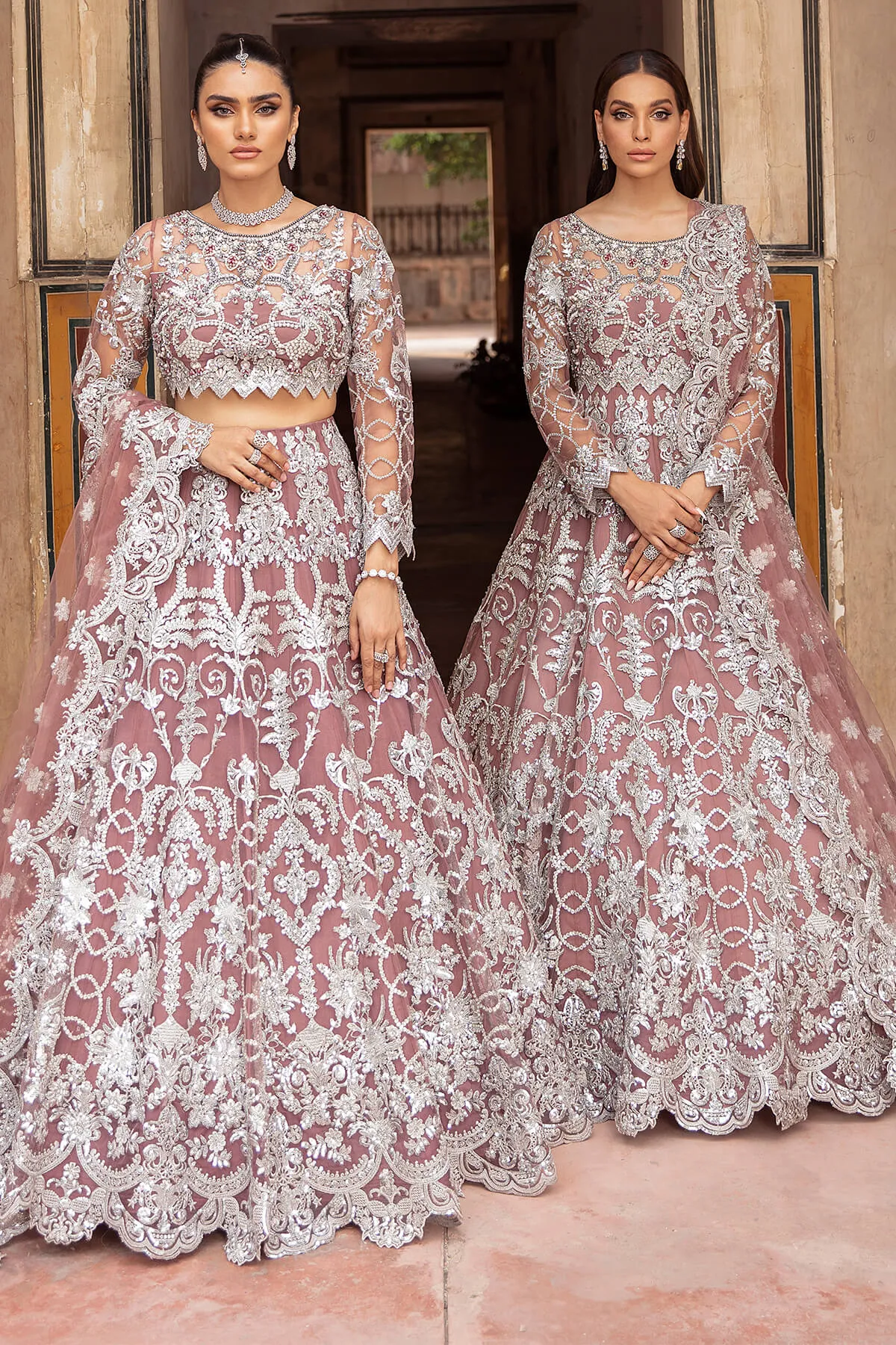 Pakistani Wedding Dress in Traditional Net Maxi Style