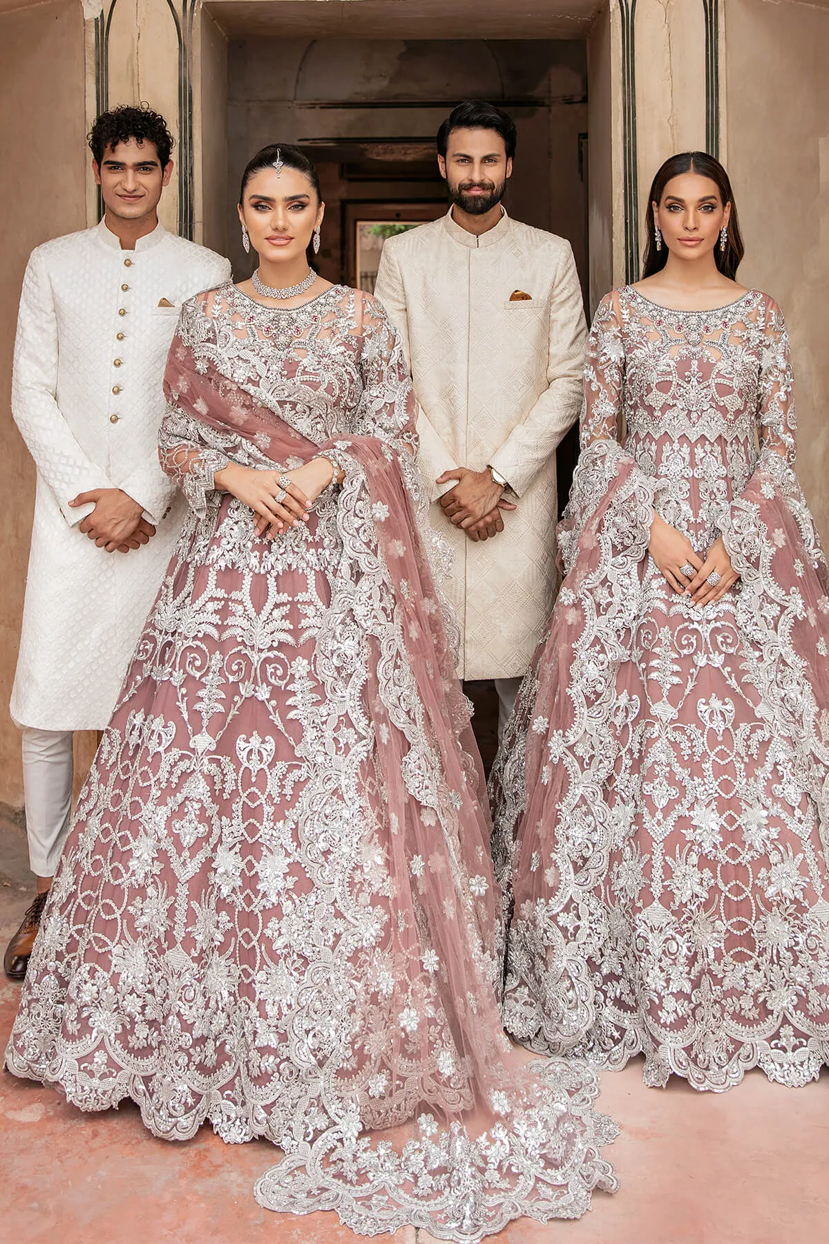 Pakistani Wedding Dress in Traditional Net Maxi Style