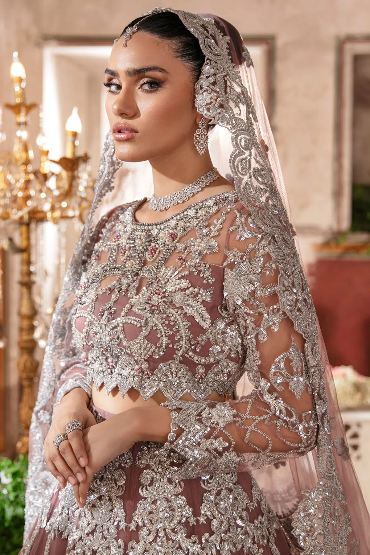 Pakistani Wedding Dress in Traditional Net Maxi Style
