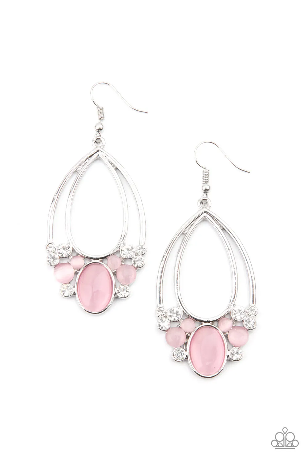Paparazzi Look Into My Crystal Ball - Pink Cat's Eye Earrings