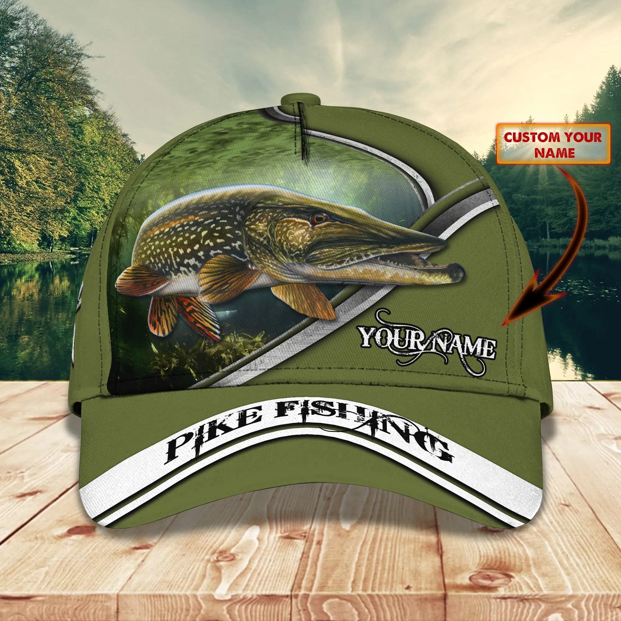 Pike Fishing- Fishing Make Me Happy- Personalized Name Cap 34- Lta98