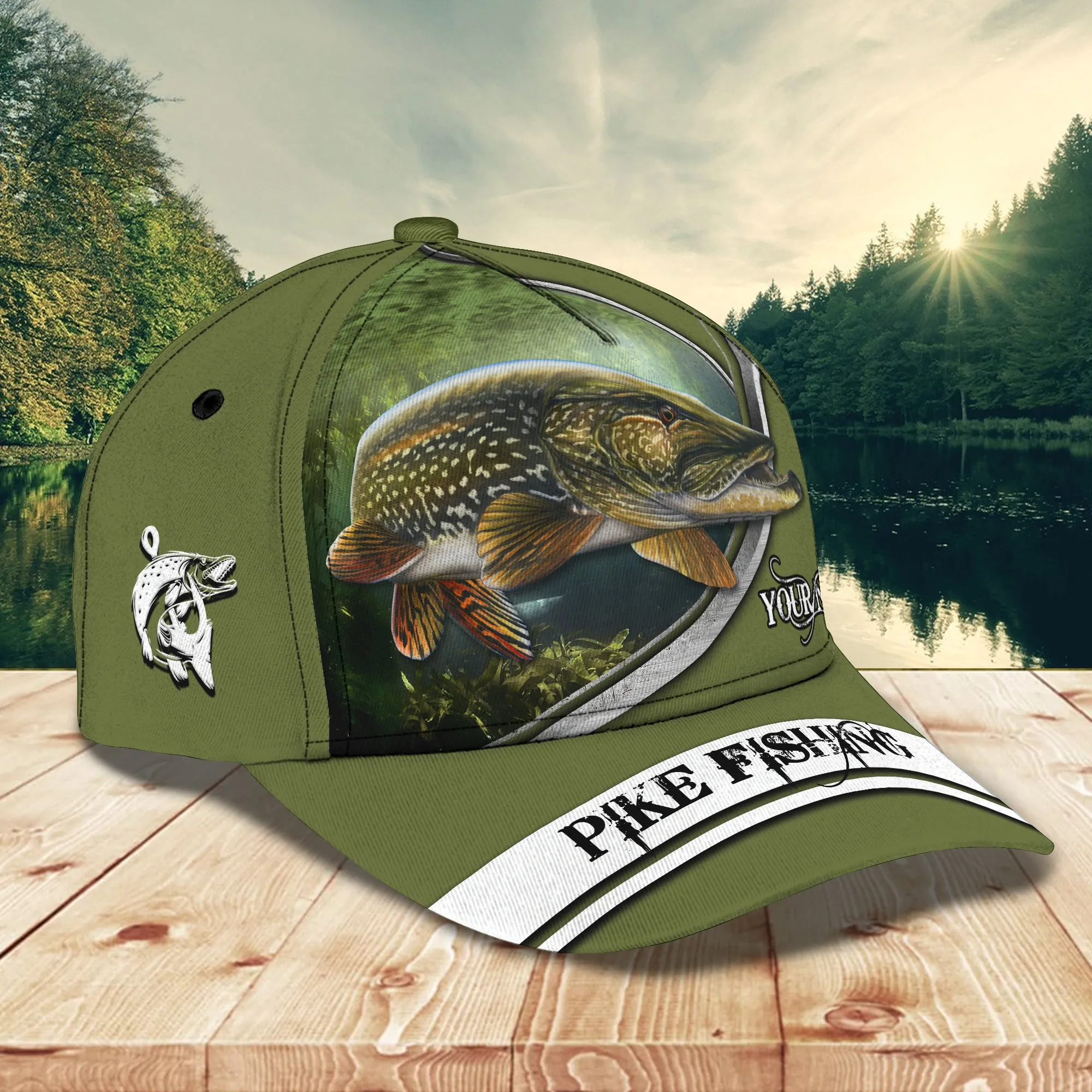 Pike Fishing- Fishing Make Me Happy- Personalized Name Cap 34- Lta98