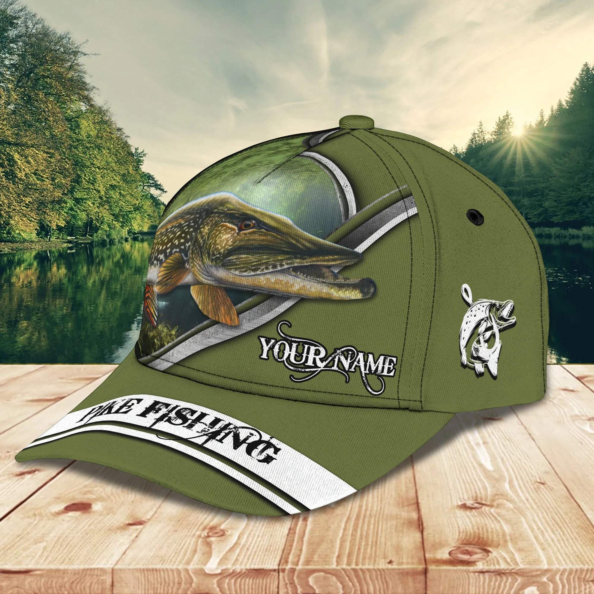 Pike Fishing- Fishing Make Me Happy- Personalized Name Cap 34- Lta98