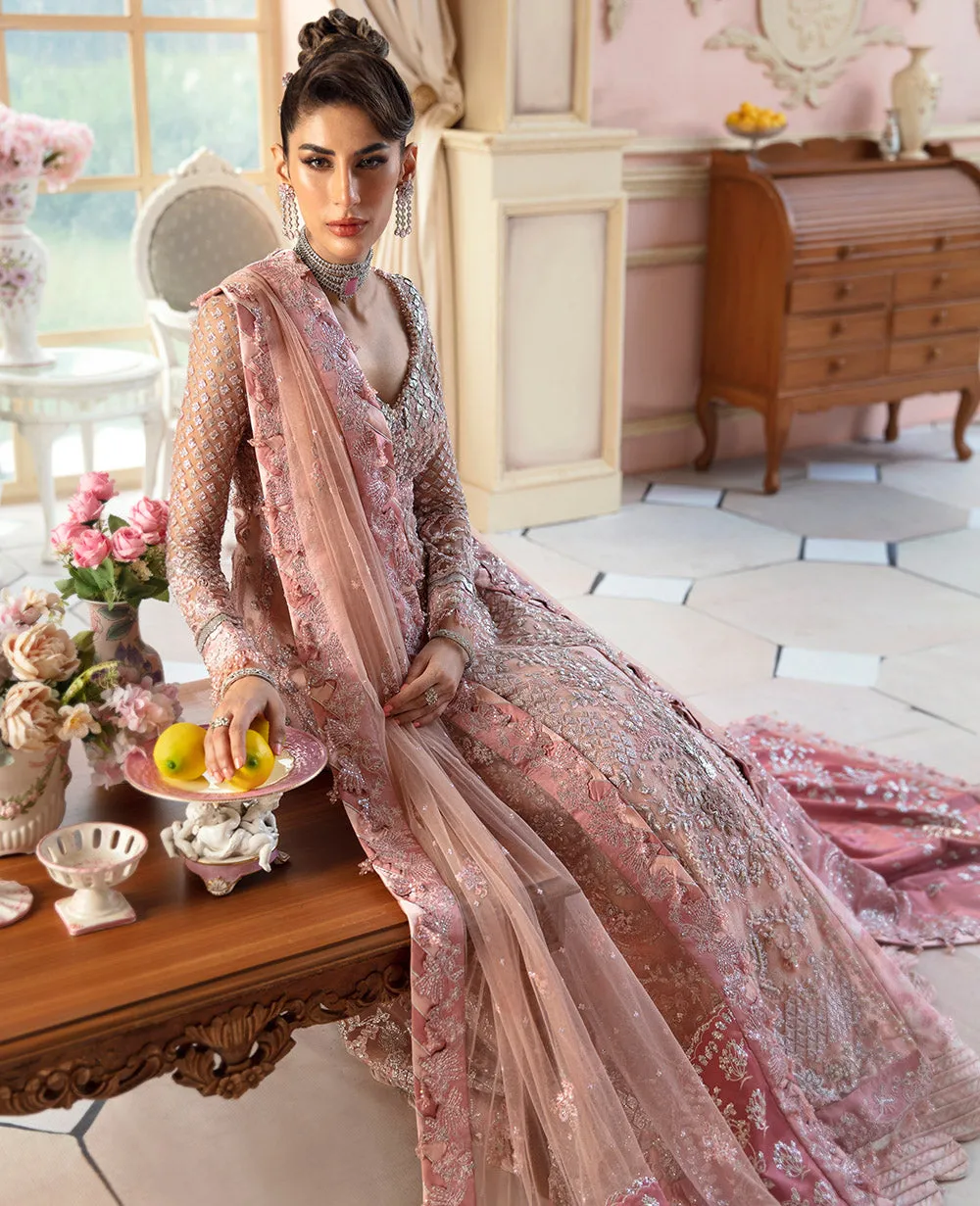 Pink Lehenga and Pishwas Frock Pakistani Wedding Dress