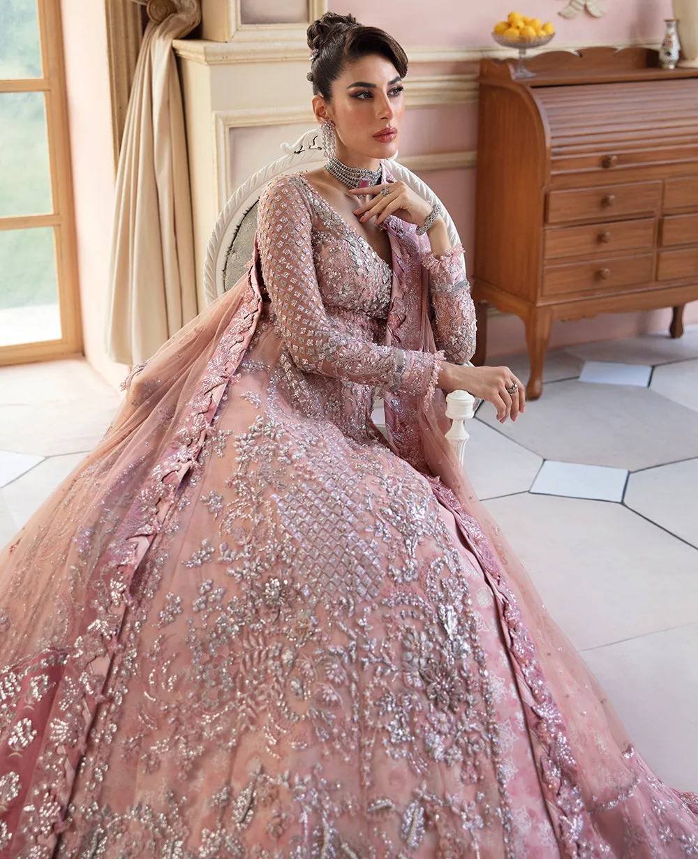 Pink Lehenga and Pishwas Frock Pakistani Wedding Dress