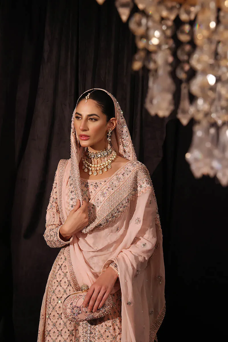 Pink Pakistani Bridal Dress in Lehenga Kameez Style