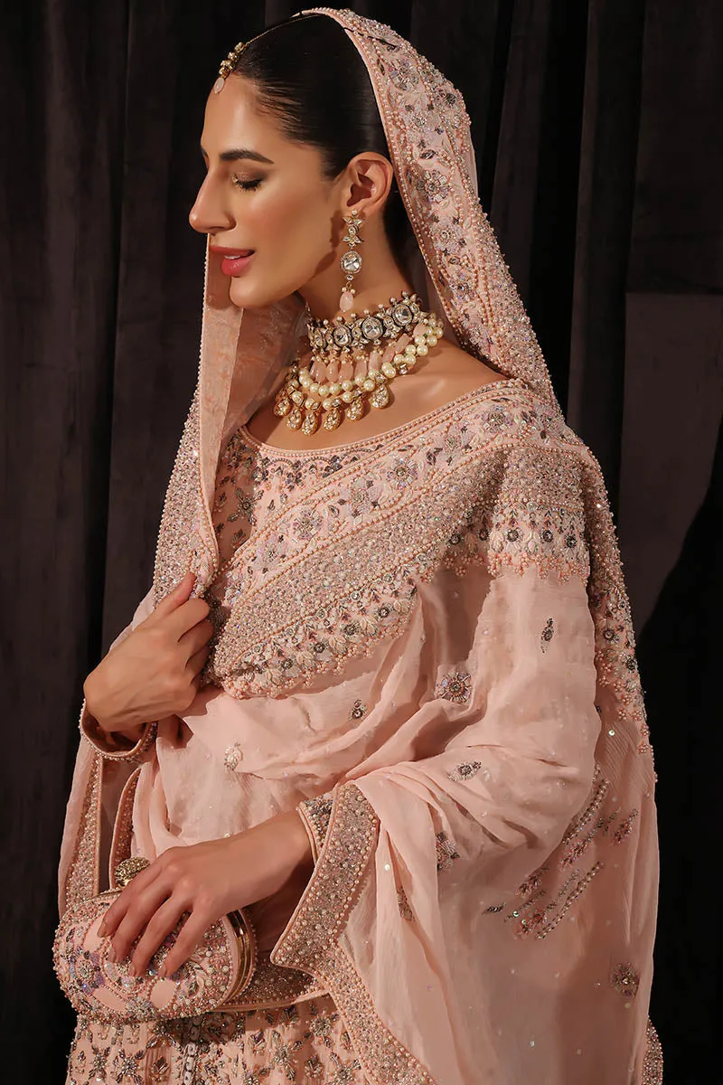 Pink Pakistani Bridal Dress in Lehenga Kameez Style
