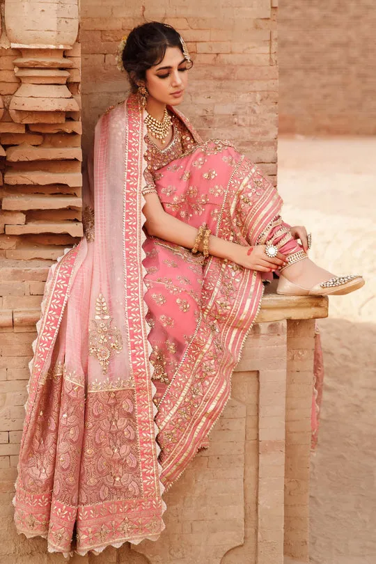 Pink Pakistani Bridal Dress in Pishwas Frock Style