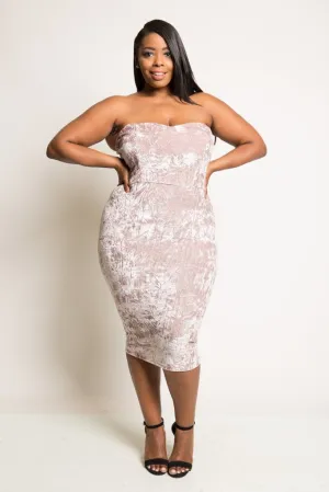 Plus Size Lovable Sweetheart Tube Soft Velvet Dress