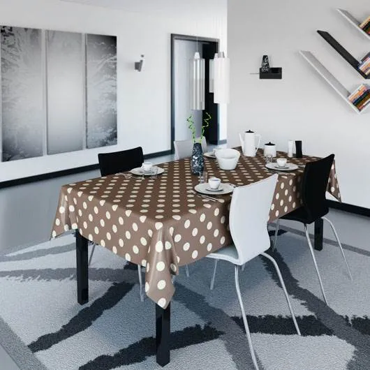 Polka Taupe Fleece Table Cover (1.3/1.6m)