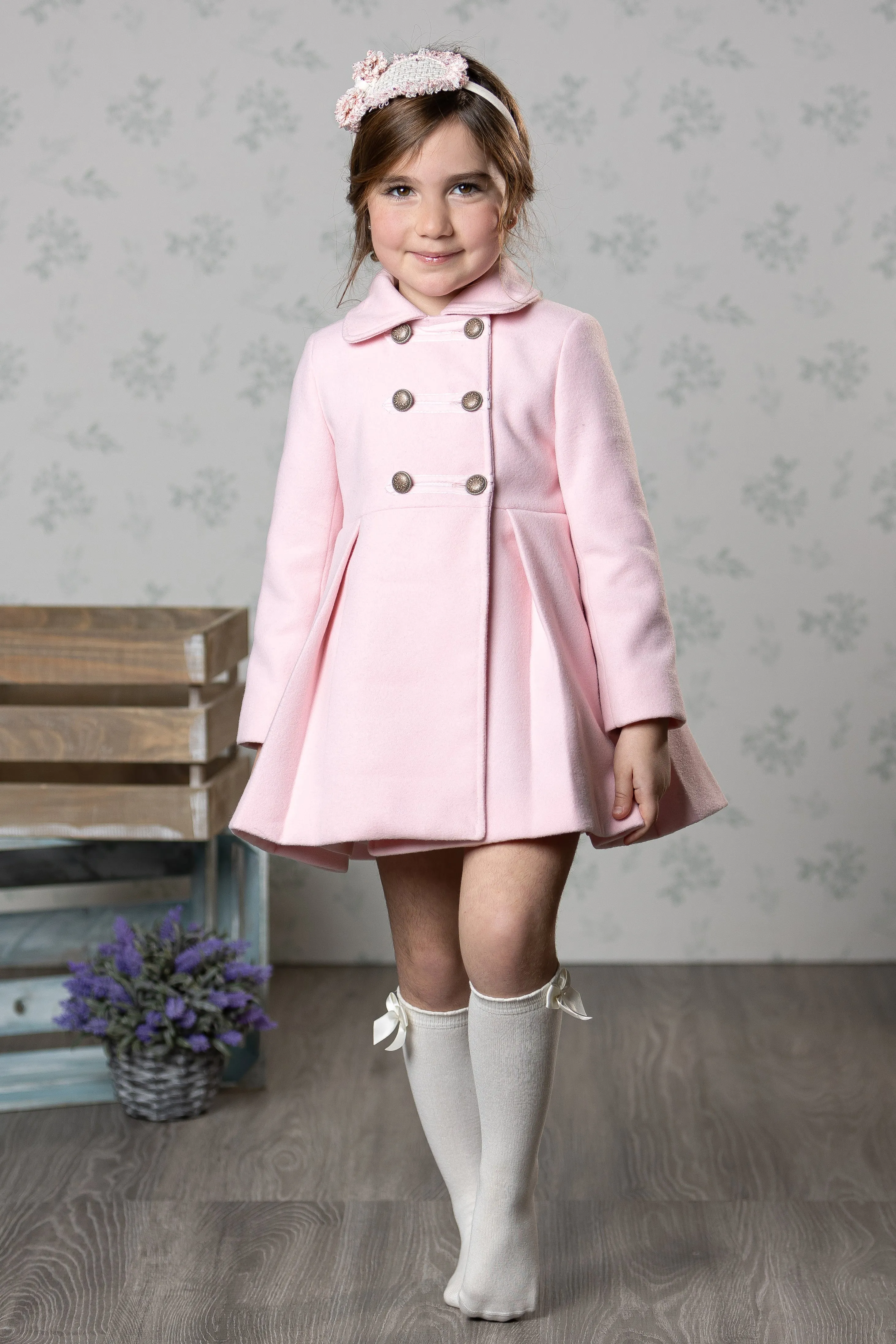 "Anastasia" Baby Pink Felt Bow Coat