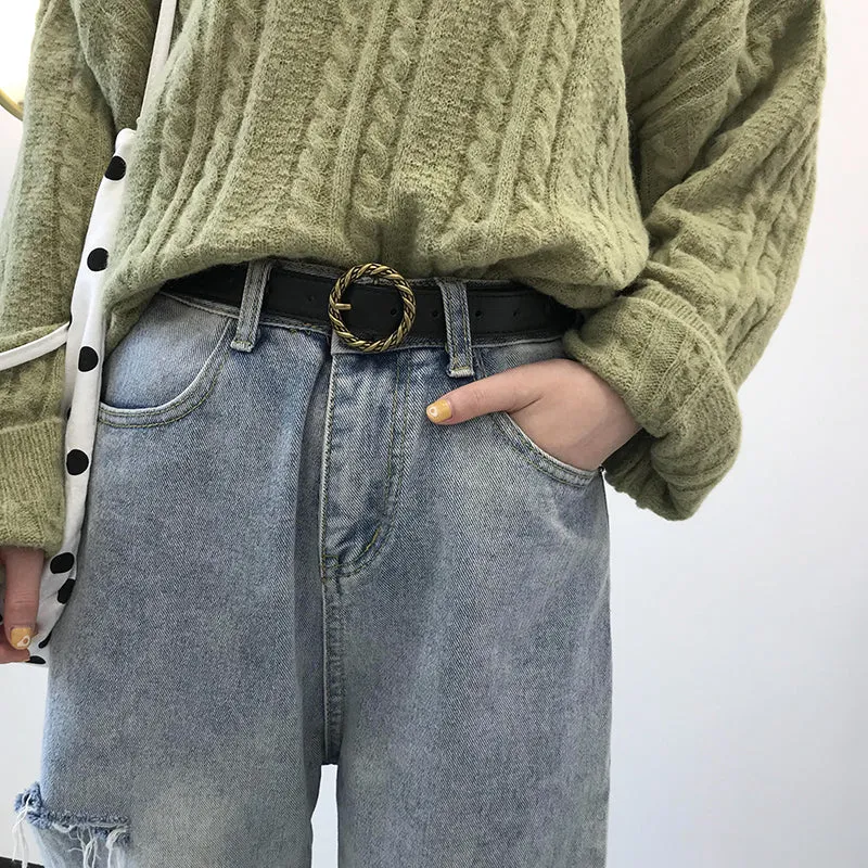 "RETRO ROUND BUCKLE WHORL" BELT K122824