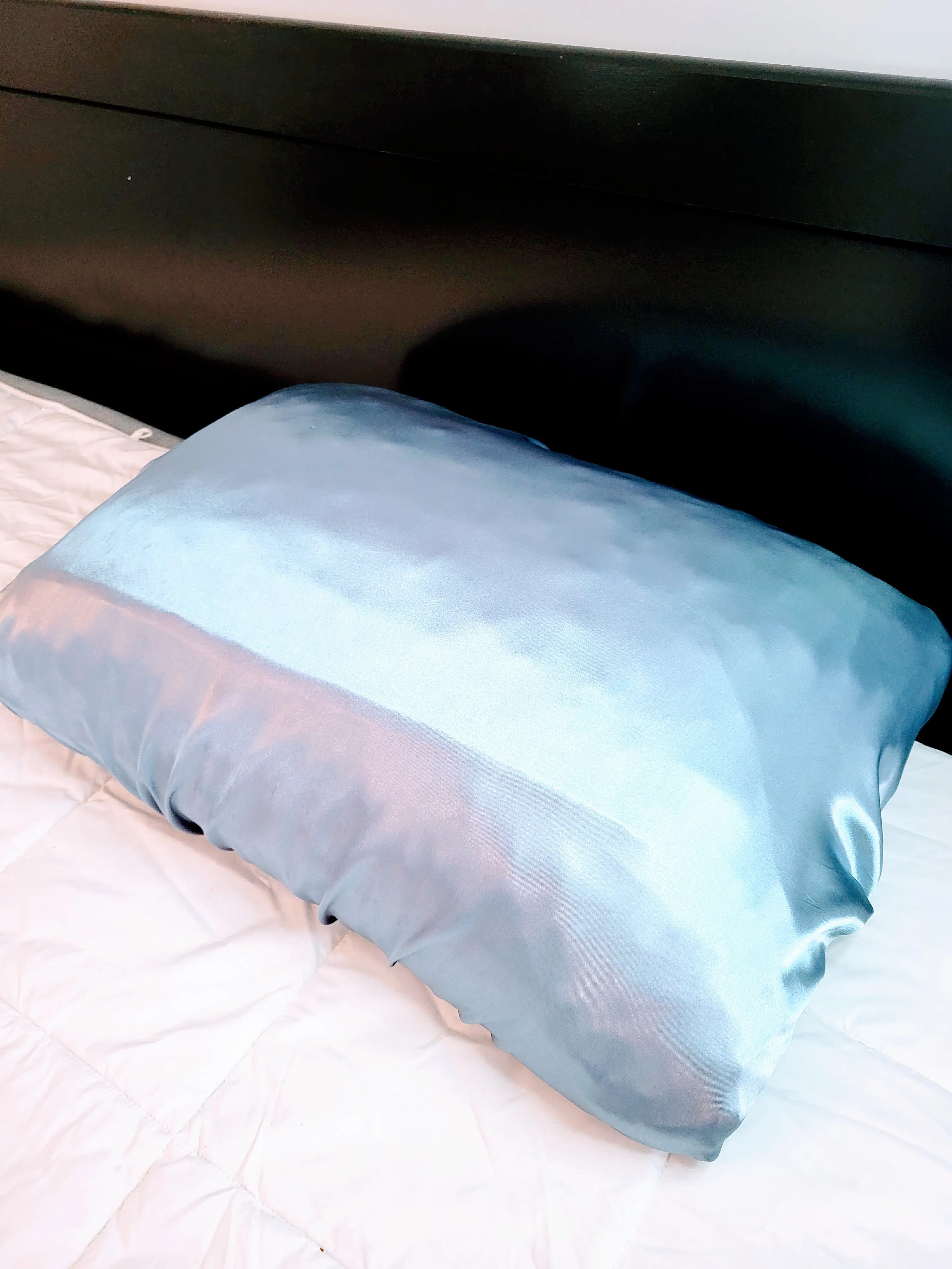 "Satin Lavish" Pink & Gray Reversible Standard Size Satin Pillow Case Set