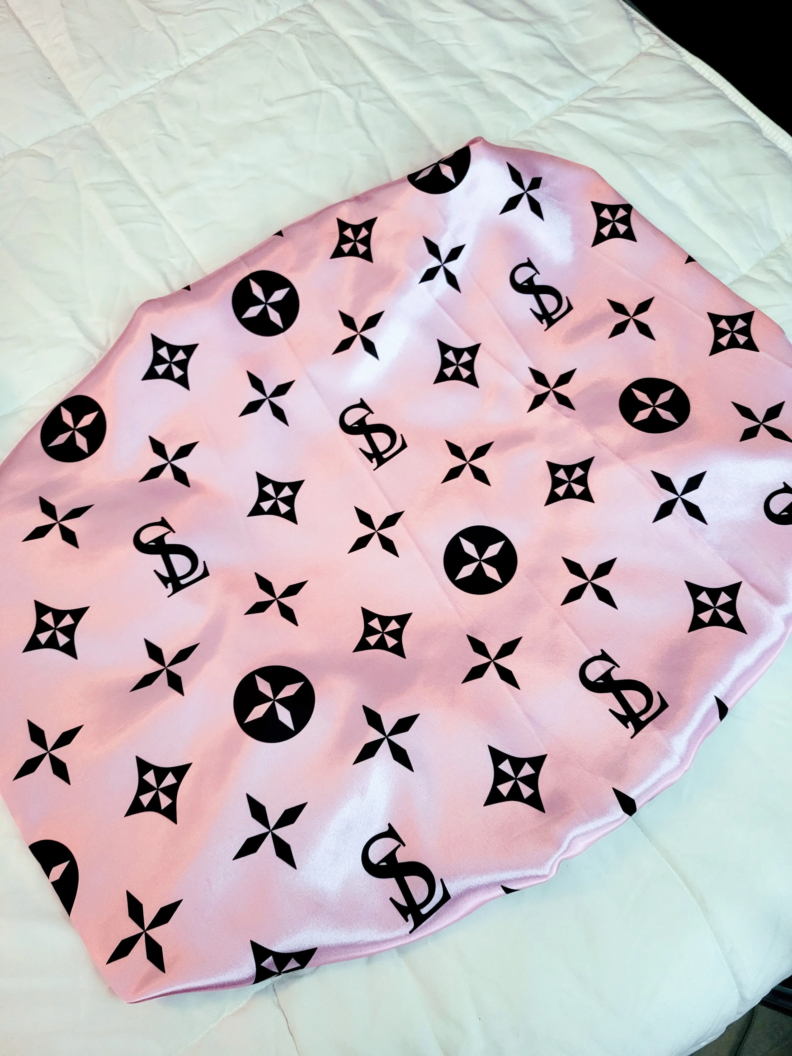 "Satin Lavish" Pink & Gray Reversible Standard Size Satin Pillow Case Set