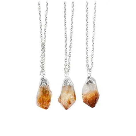 Raw Citrine Quartz Long Necklace