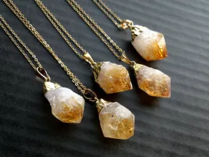 Raw Citrine Quartz Long Necklace