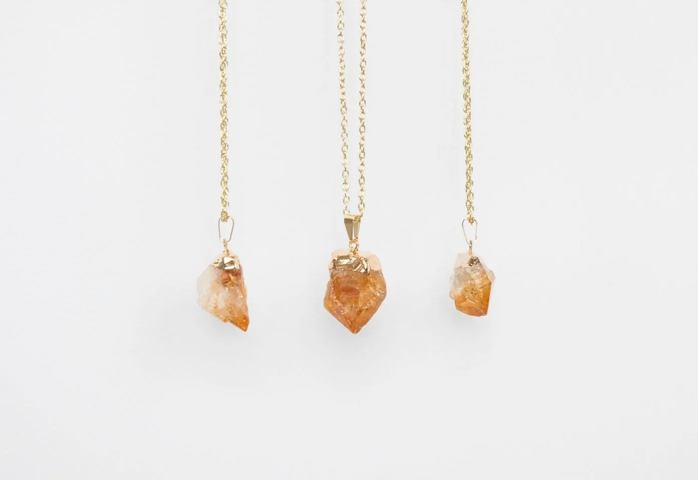 Raw Citrine Quartz Long Necklace