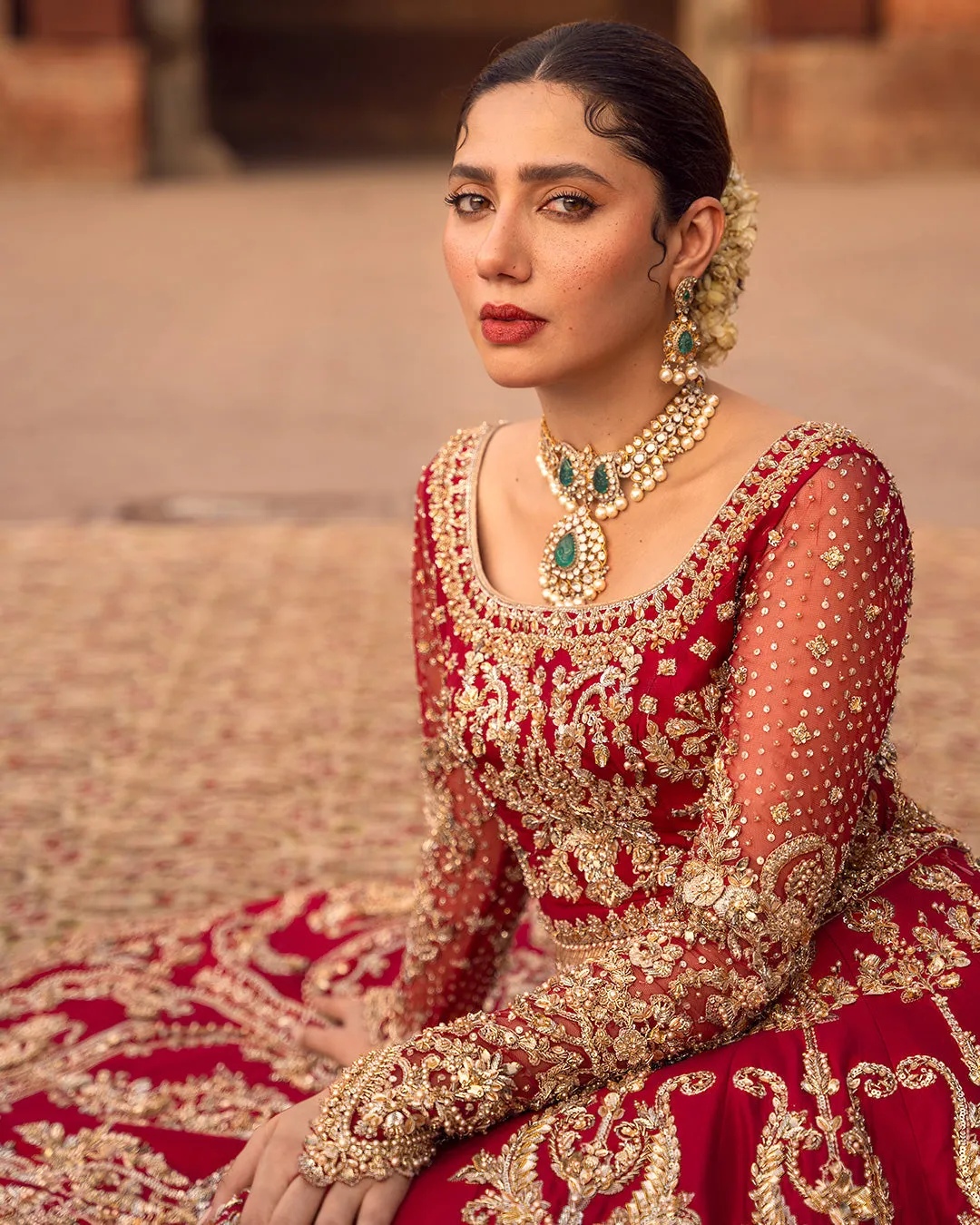 Red Lehenga and Choli Raw Silk Pakistani Bridal Dress