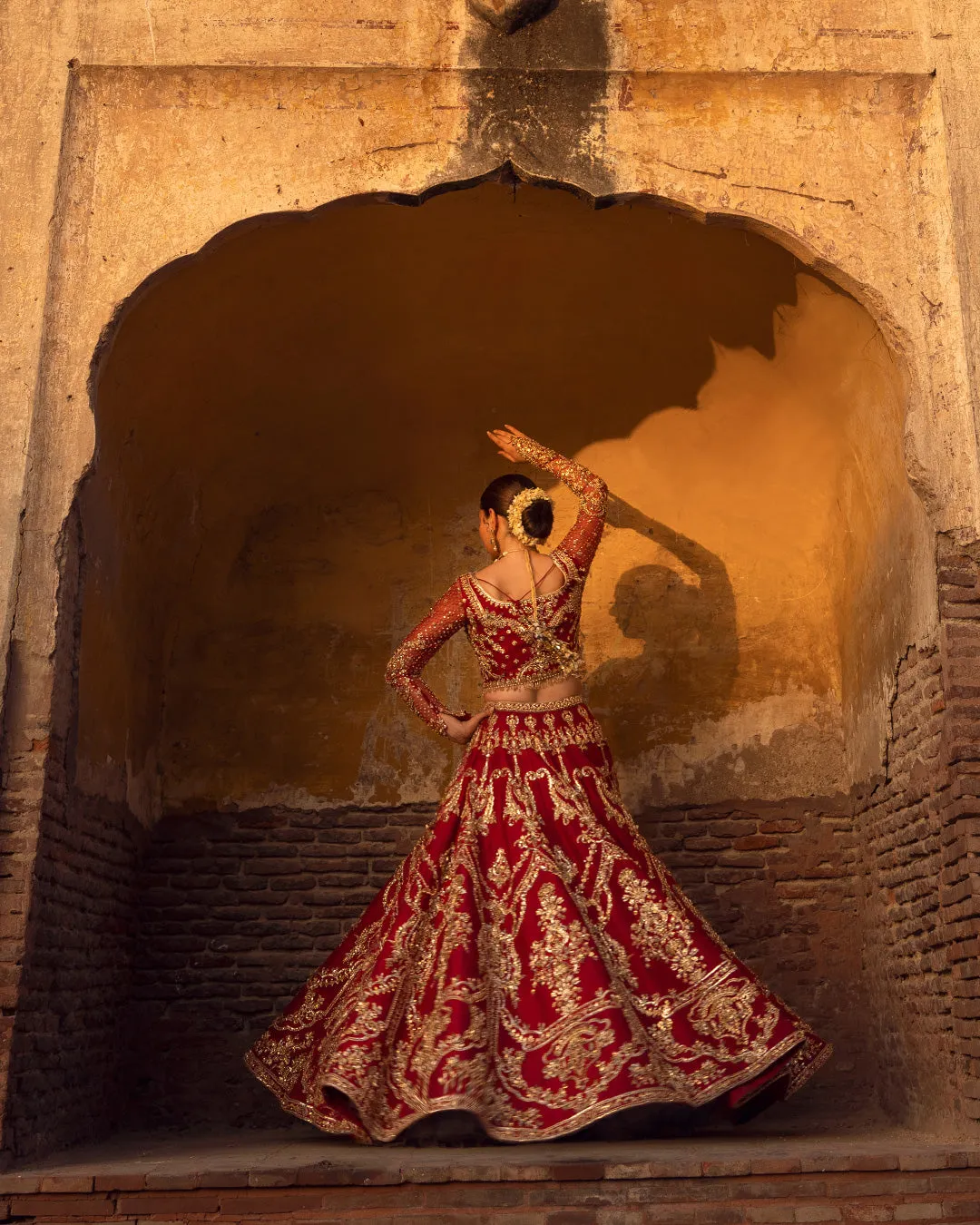 Red Lehenga and Choli Raw Silk Pakistani Bridal Dress