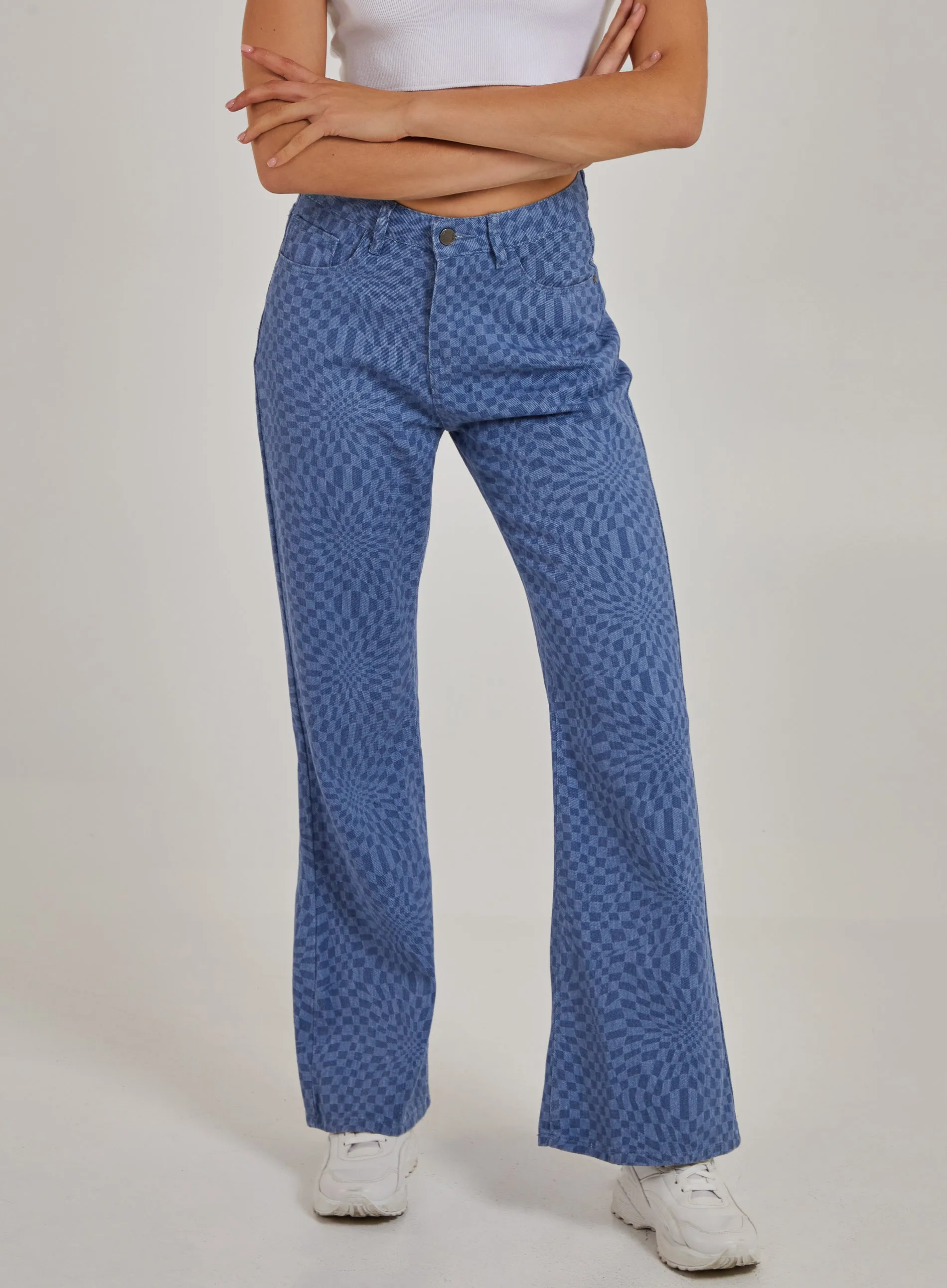 Retro Checkered Jeans