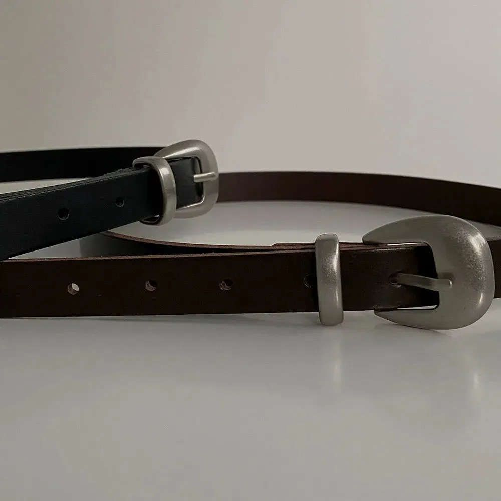 Retro Matte Leather Metal Buckle Belt