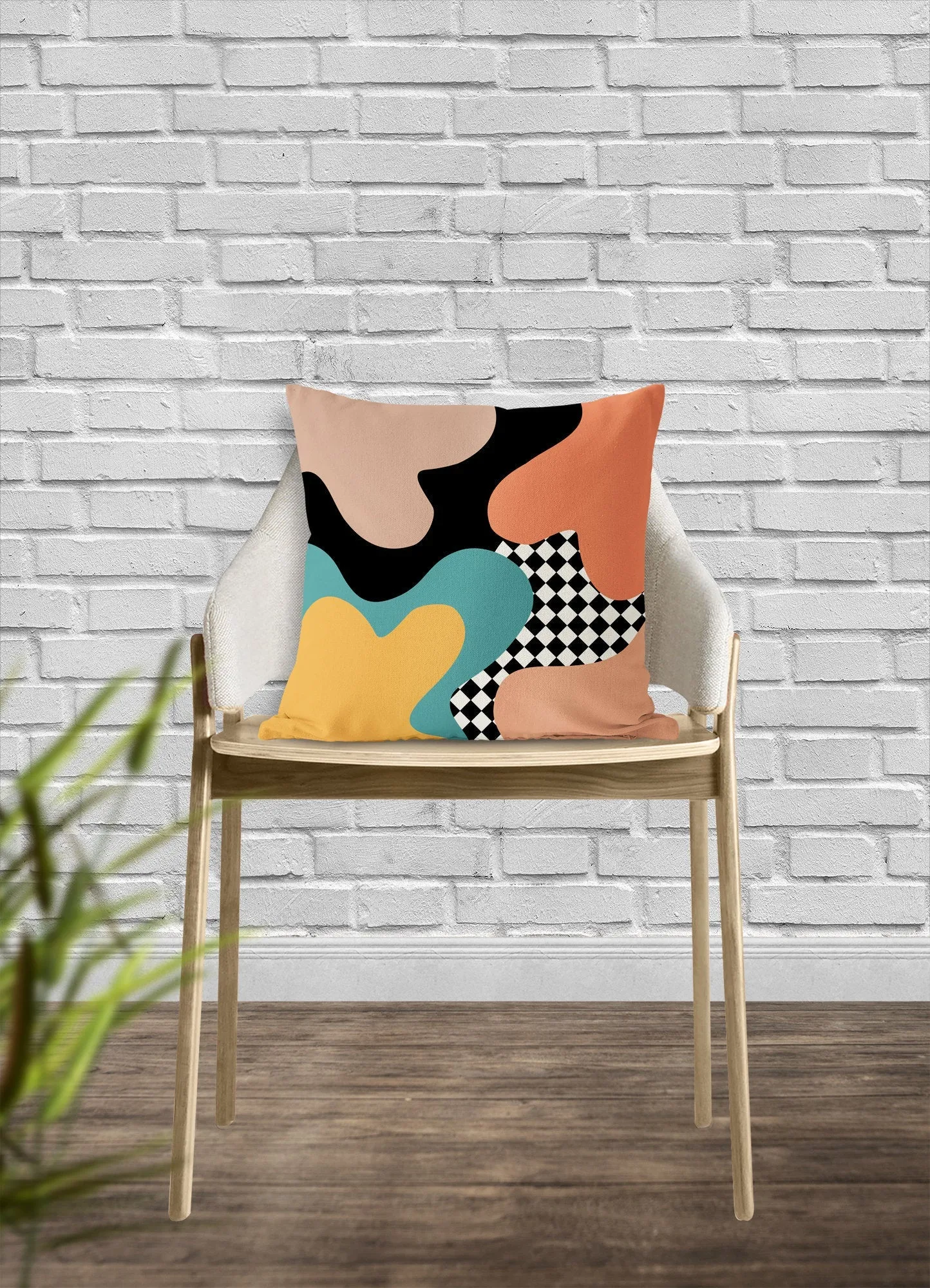 Retro mod pillow, abstract decorative pillow, 80&#39;s 90&#39;s modern Interior decor, home decor, pillow cover, pillow insert checkered pillow case