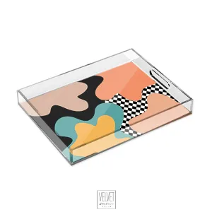 Retro mod tray, acrylic tray, serving tray, home decor, center piece, 80&#39;s 80&#39;s, nostalgia decor, home retro style, oldie, checkered, party