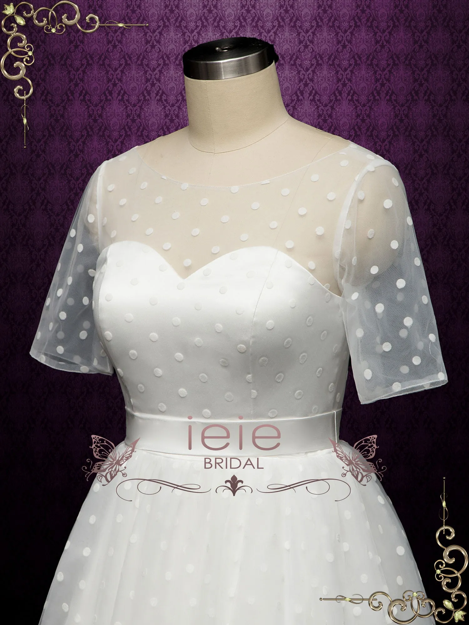 Retro Polka Dot Short Wedding Dress BRIELLE
