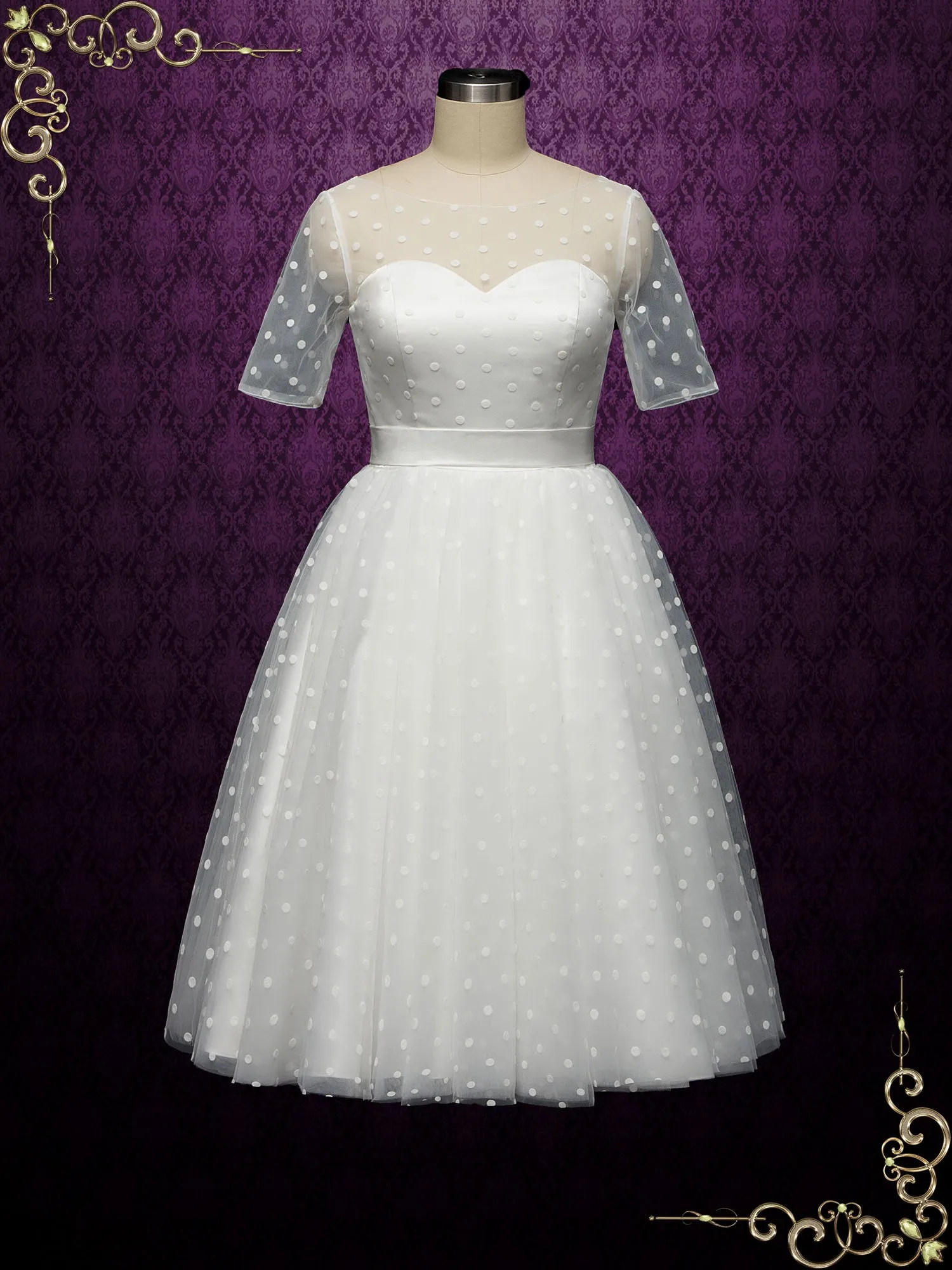 Retro Polka Dot Short Wedding Dress BRIELLE