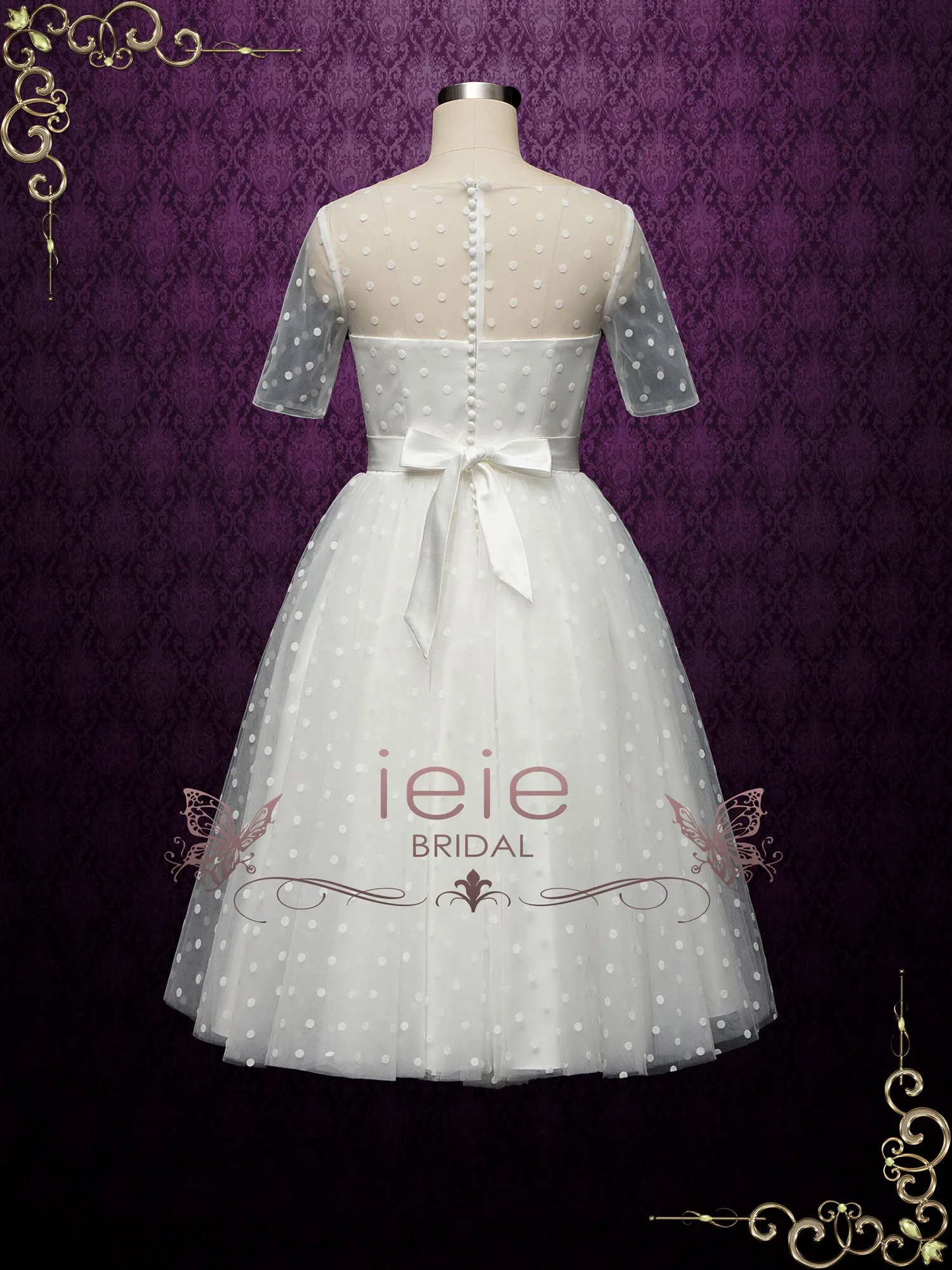 Retro Polka Dot Short Wedding Dress BRIELLE