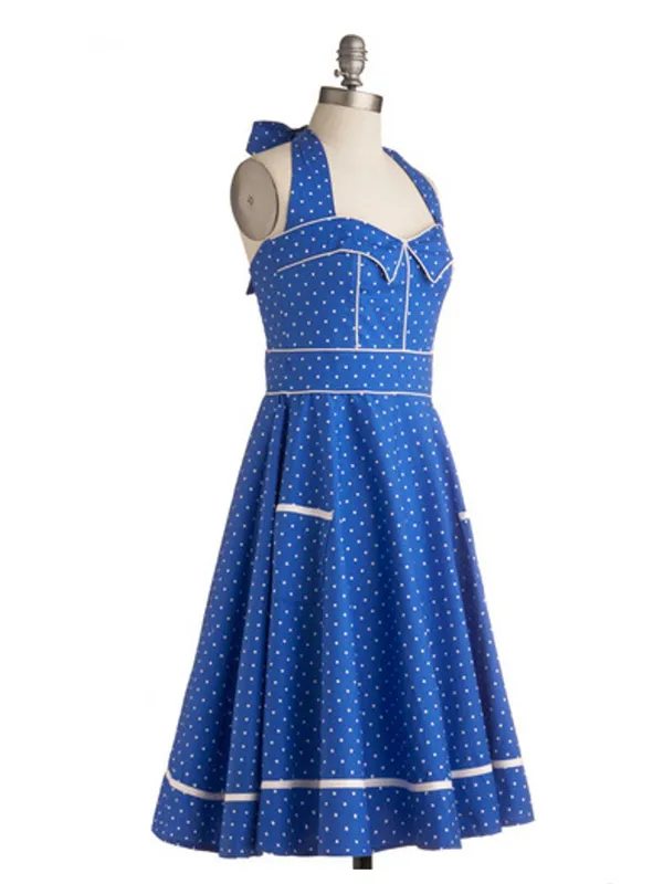 retro polka dots halter dress