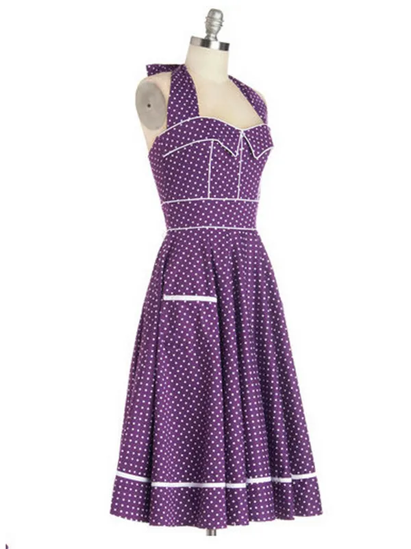 retro polka dots halter dress