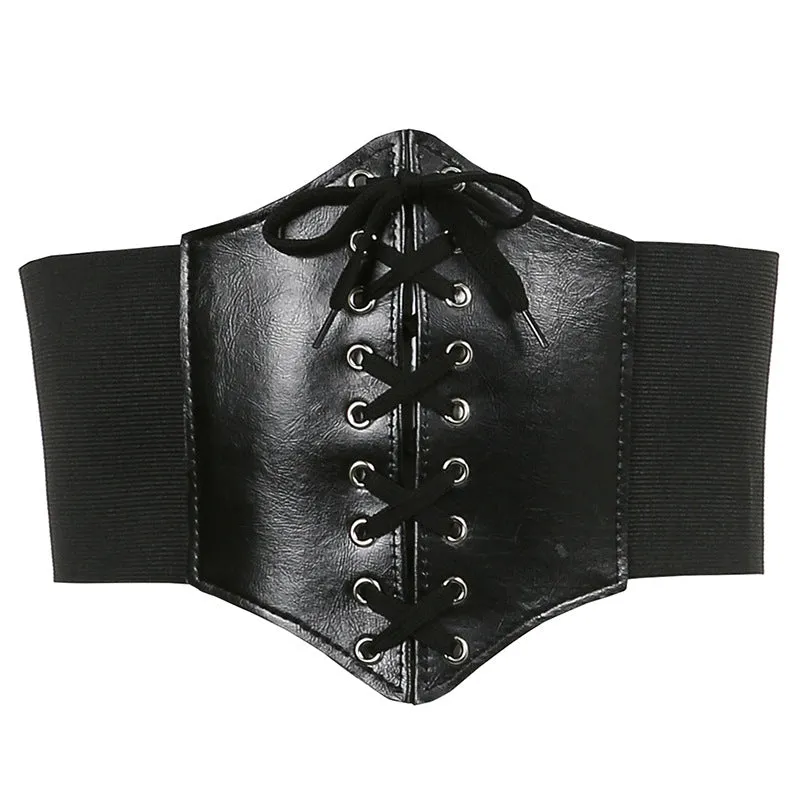 RETRO PU CROSS-LACE ELASTIC BELT Corset UB2440