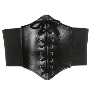 RETRO PU CROSS-LACE ELASTIC BELT Corset UB2440
